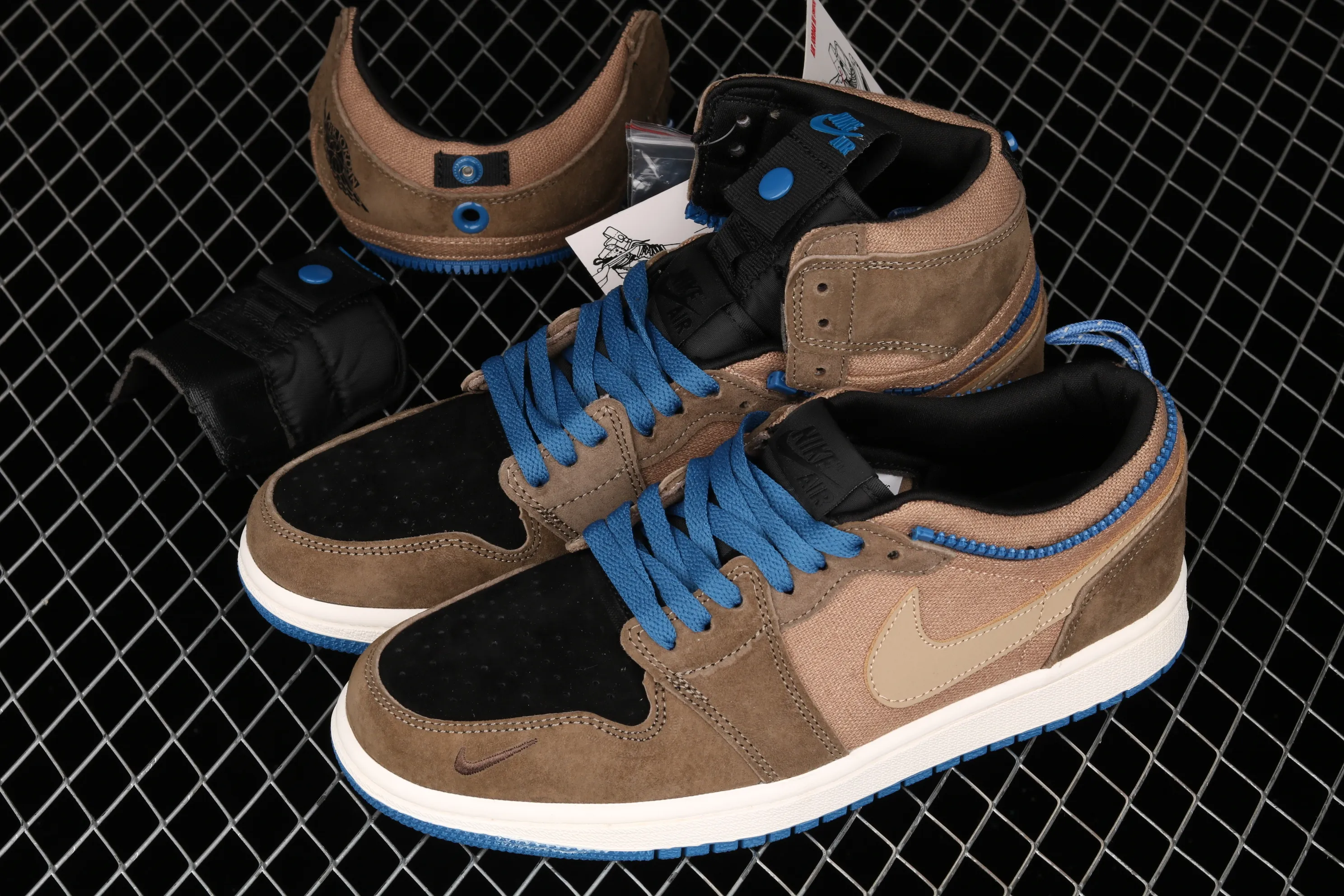 All categories Air Jordan Jordan series basketball shoes Air Jordan 1 High Z version Air Jordan 1 Switch "Black brown" AJ1 Joe 1 black brown zipper high-top cultural basketball shoes CW6576-200